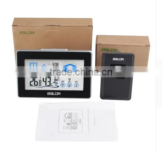 Baldr Home LCD Weather Station Touch Button In/outdoor Temperature Humidity Wireless Sensor Hygrometer Clock Digital Thermometer photo-4