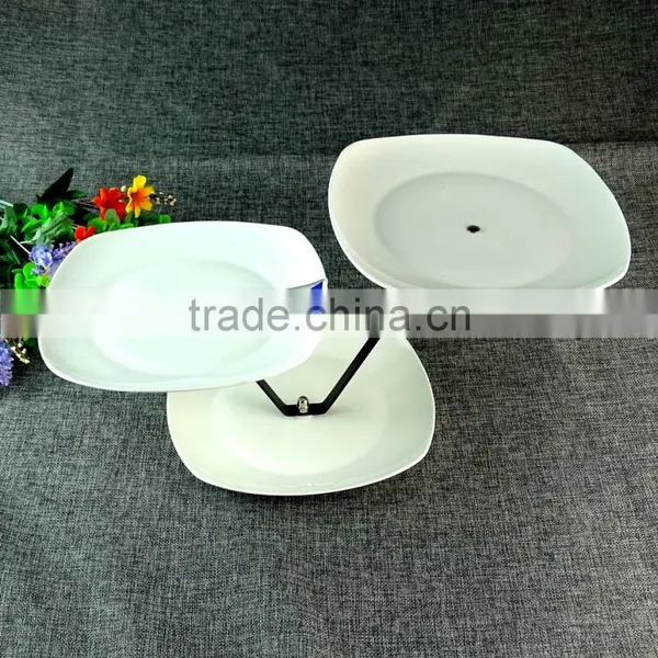 2016 New Style 3 Tier Royal White Square Ceramic Cake Satnd Weeding photo-2