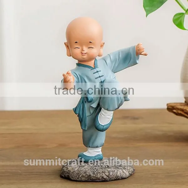 Resin Little Monk Statue Shaolin Monk Figurine photo-5
