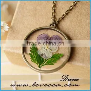 Charming Jewelry Styles Round Shape Real Dried Flower Pendant Necklace photo-5