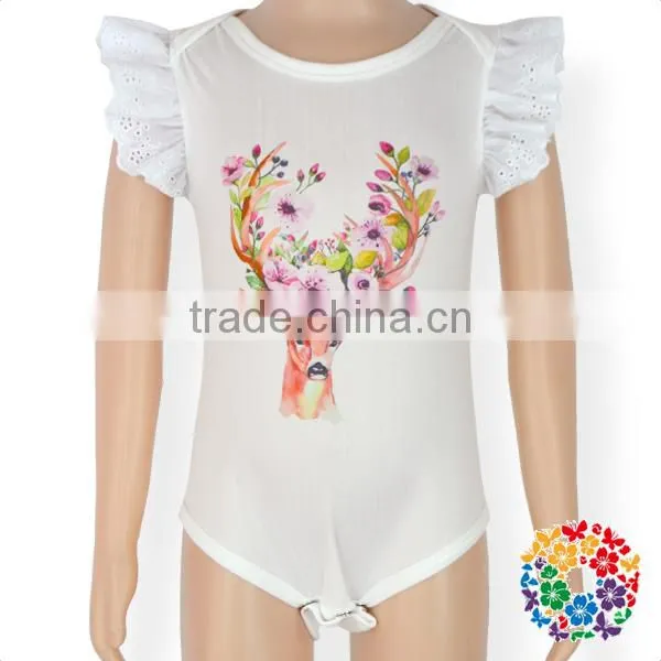 New Design Cotton Boutique Clothing Little Girls Lace Flutter Sleeve Rompers Summer Baby Girls Beach Romper photo-5