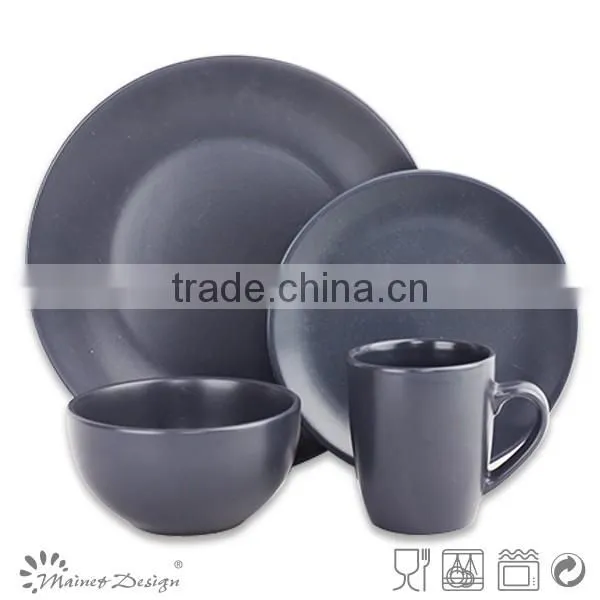 Ceramic Round Shape 16PCS Dinnerware Brown Color photo-3