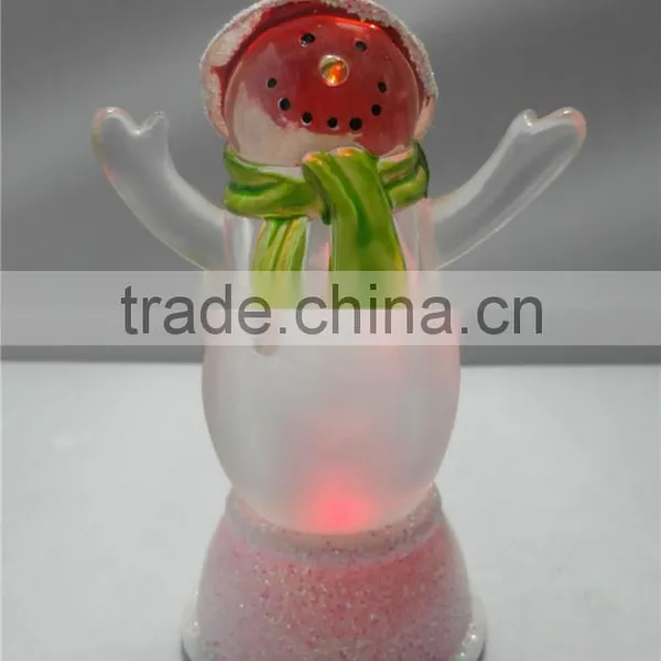 Electronic LED Light Acrylic Happy Round Snowman Figurines Toys for Kids photo-2