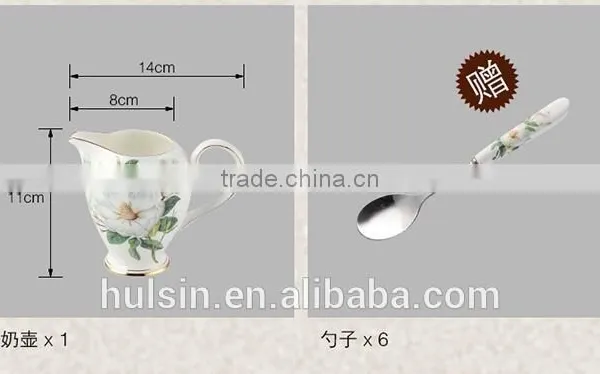 Set of 15pcs Bone China Flowers Design Coffee Set photo-6