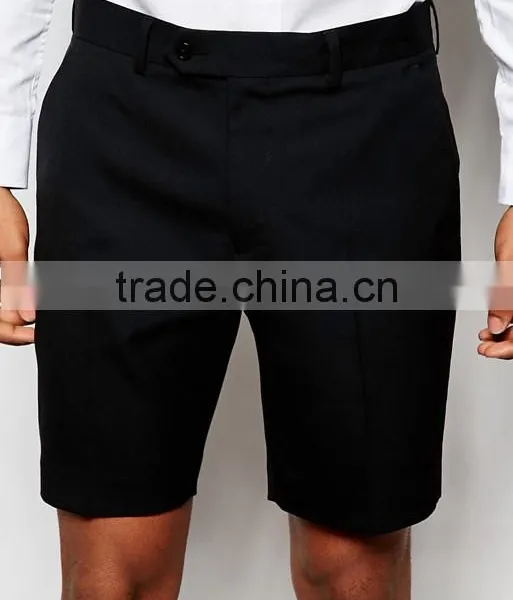High Quality Latest Custom Slip Pockets Men's Black Slim Fit 100% Cotton Zip Fly Casual Shorts photo-3