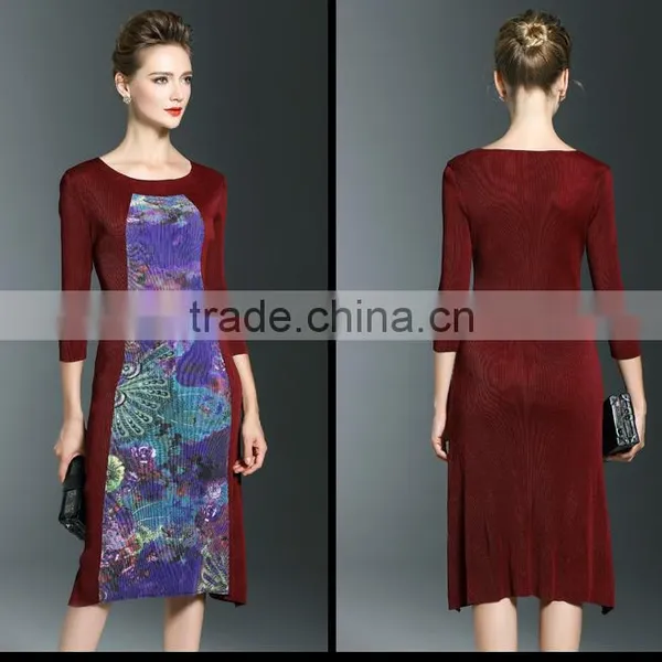 Hot Design Wholesale Women Pleated Tie Dye Maxi Dress photo-3