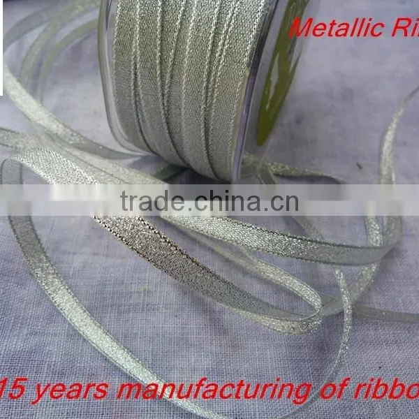 Wholesale Golden and Silver Metallic Lame Ribbon 6mm photo-3