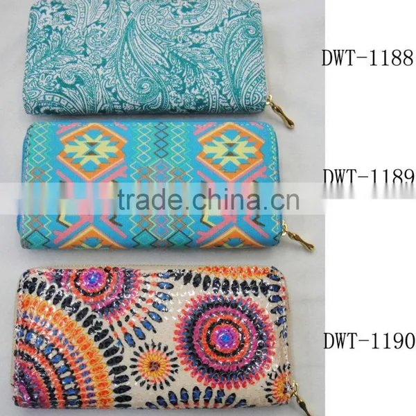 2017 Hot Vogue Sequin Classic Floral Canvas Cotton Latest Wallet photo-6