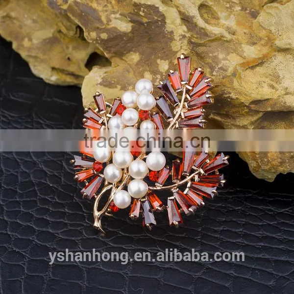 Natural Pearl Inlay Zircon Stone Titanium Steel Drop Snowflake Enamel Glaze Brooch photo-3