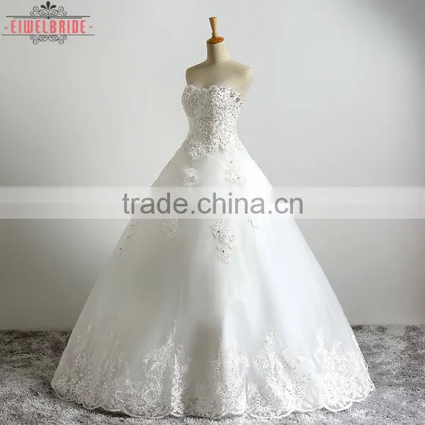 China OEM Supply Long Floor-length Ball Gown Beading Wedding Dress 2017 photo-2