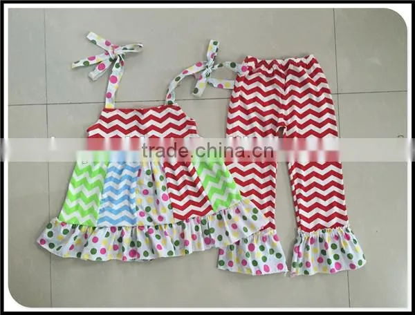 2016 Easter Outfits Girls Polka Dots and Chevron Dress and Pants Cute Easter Clothing Toddle Girls Outfits Hot Sale Spring Sets photo-4