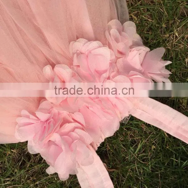 New Design 2015 Flower Girl Dress Girls White Dress Chiffon Girls Dress photo-5