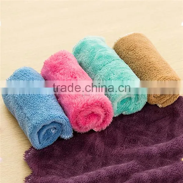 25X25CM Microfiber Coral Fleece Flannel Table Knit Hand Cloth photo-4