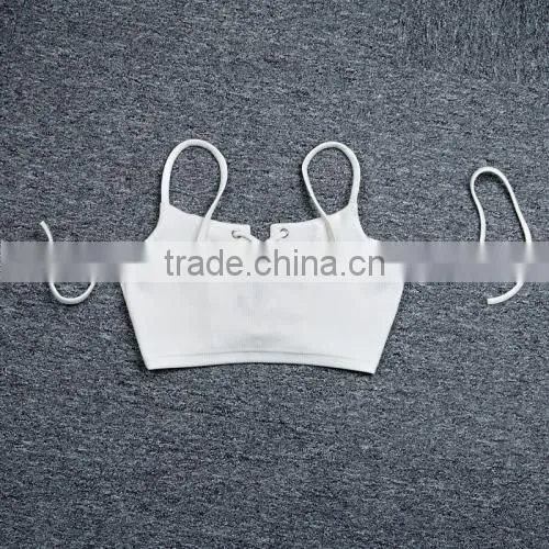 Latest Design Girls Top Polyester Crop Top and Lace Up Sleeveless Nightclub Top photo-6