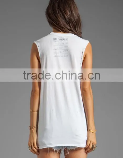 Ladies White Polyester Tank Top photo-3