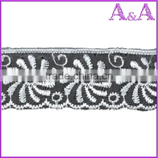 Swimming Wear Use Black Embroidery Organza Ribbon Lace photo-5