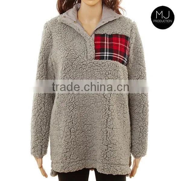 Factory Custom Pullover Oversize Plaid Sweater Woman photo-4