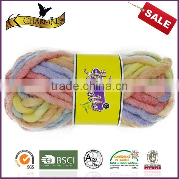 Charmkey Mixed Color Dyed Hand Knitting Yarn Thick Yarn 100% Wool Roving Yarn photo-2