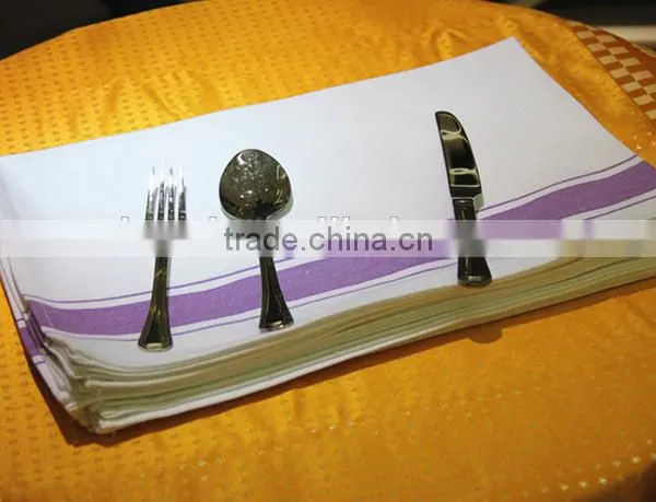2015 New Color Plain White With Romantic Violet Strip Kitchen Tea Towel photo-2