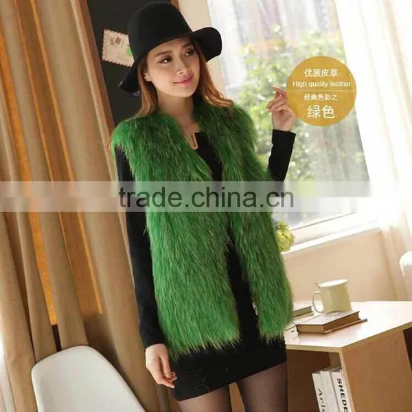 YR726 Chongfu China New Arrival Geuine Raccoon Knit Fur Vest/Women Fur Vest OME photo-3