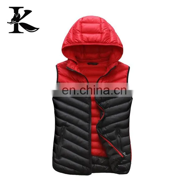 Lady's Cotton Vest Contrast Color Removed Hoodied Down Vest Jackets photo-2