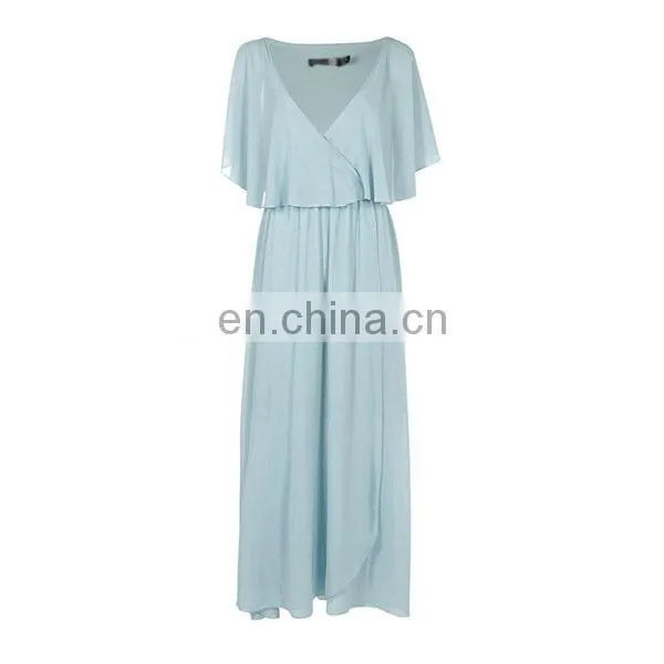 2016 Elegant Women Clothing V-neck Chiffon Double Layer Wrap Maxi Dress photo-6