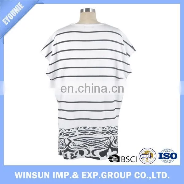 White High Quality Spring Fashion Stripe Fish Women Sweater Wide Bats Sleeve Long Pullover photo-6