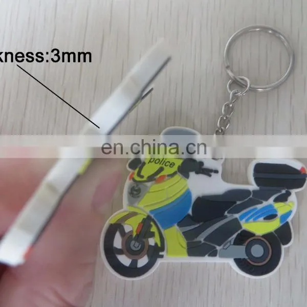 High Quality 3d Raised Logo Mini Moto Shaped Pvc Keychain photo-4