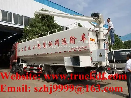 Biggest Volume of Dongfeng Tianlong 8*4 LHD 40cbm Poultry Feed Transporting Truck for Sale photo-2