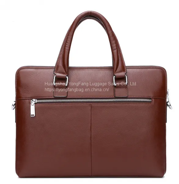 New Men's Leather Handbag Cross-sectional Business Bag photo-2