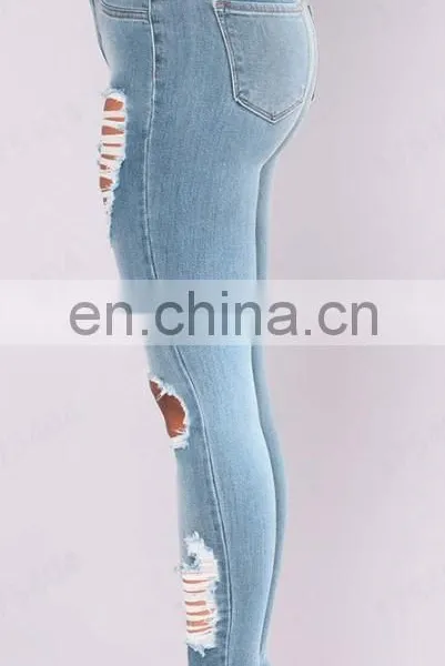 LAITE TR2011 Customized Women Jeans Denim Hole Skinny Pants High Quality Stretchy Pencil Pants Highwaist Blue Jeans photo-3