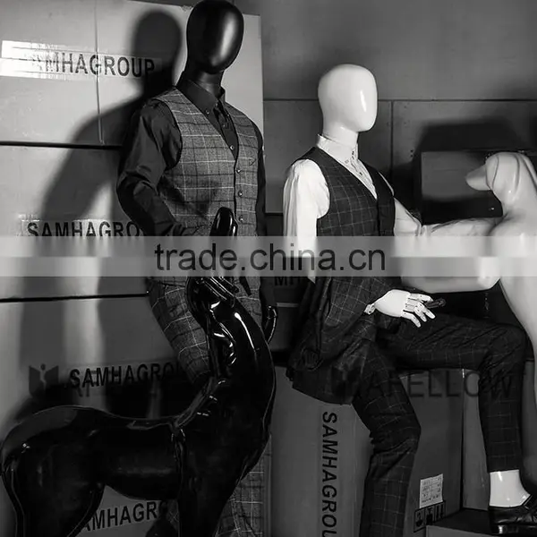Fiberglass Egg Head Male Matt Black Movable Mannequins photo-4