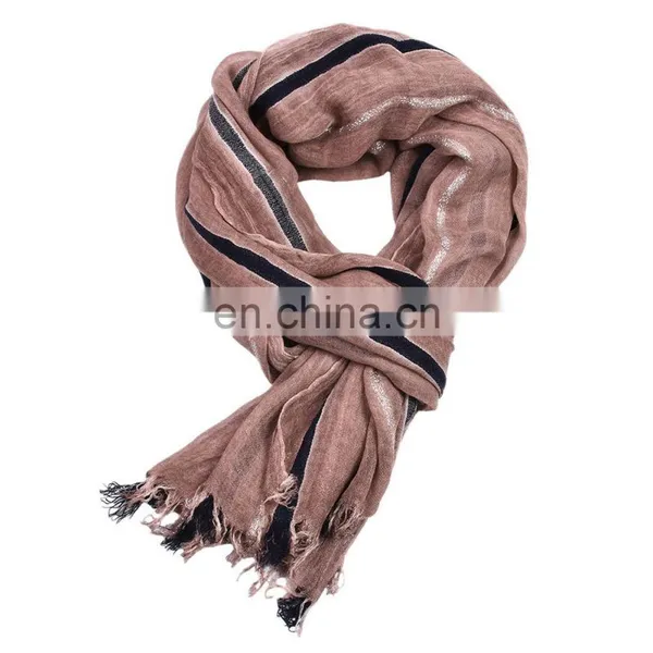 Woman's Scarf Autumn Winter 2021 Cotton and Linen Yarn-dyed Scarf photo-2