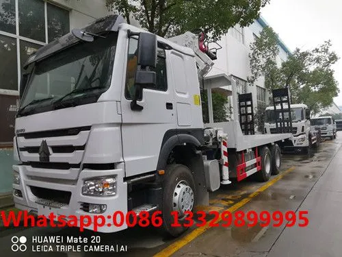 HOT SALE! Cheapest Price SINO TRUK HOWO 6*4 RHD 14tons Flatbed Truck With Knuckle Crane Boom for Sale photo-2