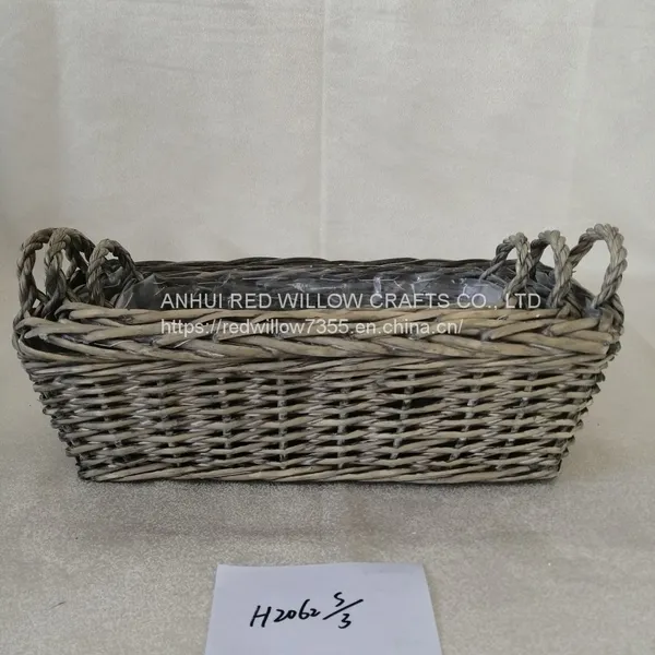 Customized Willow Storage Basket Round&Oval Shape Storage Tray With Ears photo-4