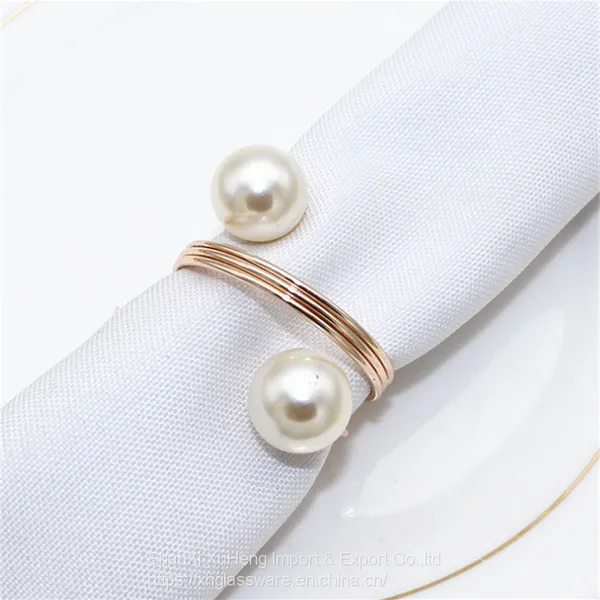 Elegant Pearl Napkin Ring Wedding Dinner Table Accessories Decoration photo-4