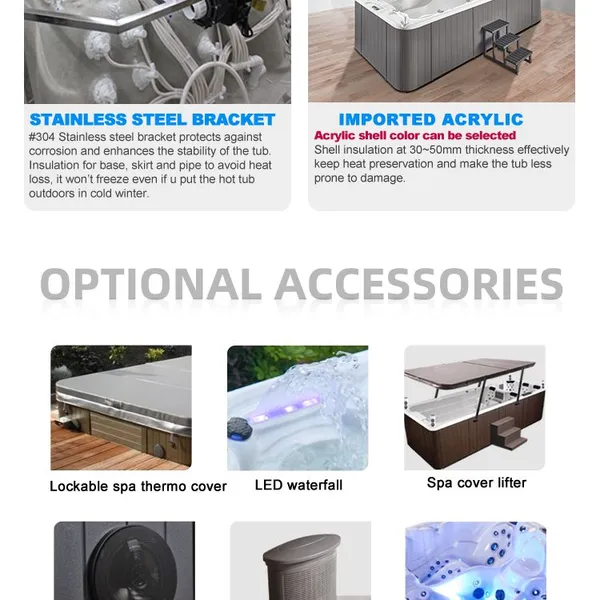 Factory Supply Deluxe Massage Spa Tub Outdoor Whirlpool Hot Tubs for 8 Persons photo-5