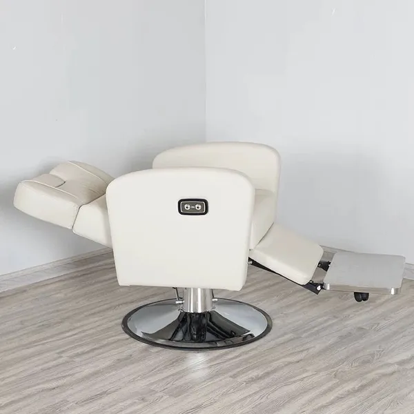 Beauty Hair Salon White Barber Chair Modern Tufted Button Design Hairdresser Chair photo-2