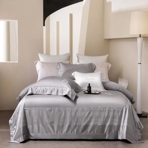 80S 4Pcs Woven Egyptian Cotton Bedding Set, Hotel‑Grade Soft Smooth Duvet & Pillowcase Set, Multiple Colors
