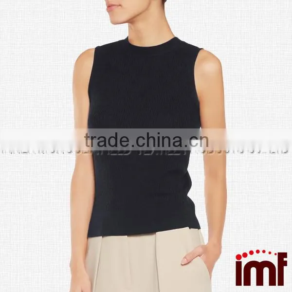 Ribbed Cashmere Vest,Sleeveless Cashmere Sweater photo-3