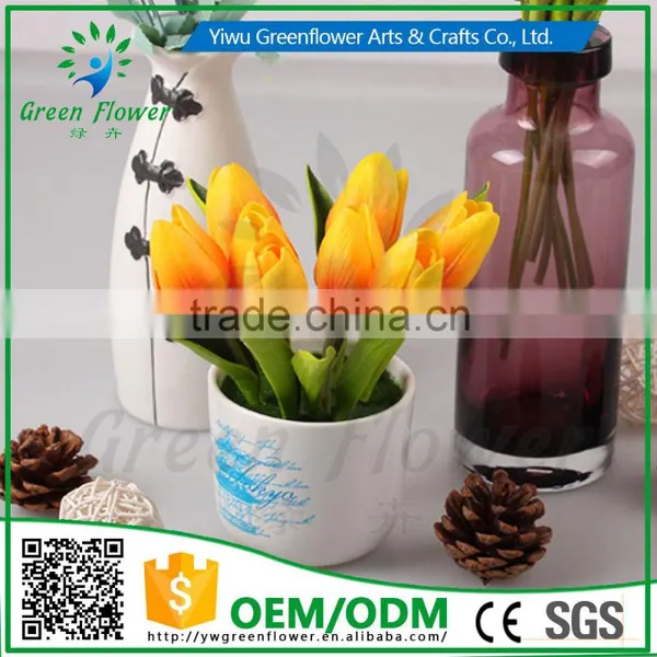 2016 Wholesale Multicolor Latex Artificial PU Flowers Mini Tulip Bonsai Real Touch Bouquet Wedding Bridal Decor Display Flower photo-3