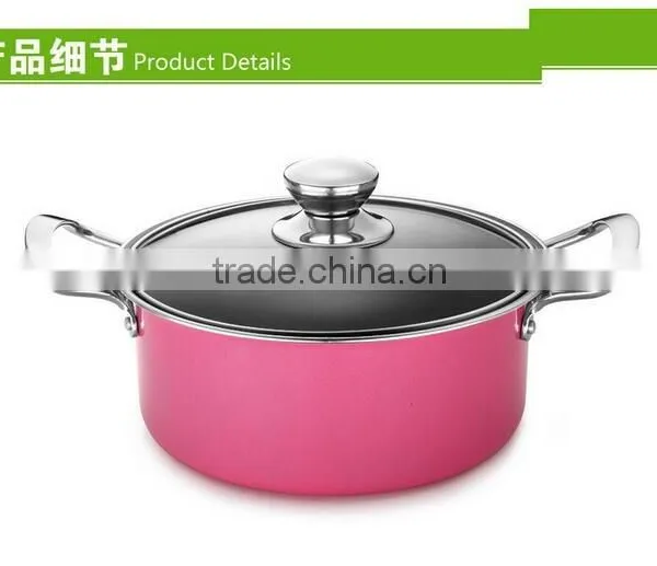 5pcs Pink Aluminum Non-stick Press Cookware Set Fry Egg Pizza Pan Stock Cooking Pasta Noodle Soup Pot Saucepan Cookware Set photo-3