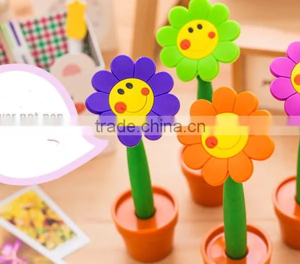 3D PVC Pen Plastic Cartoon Pen Flower Pen Cheap Promotion Cute Products