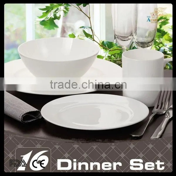 Bone China 16 Pcs White Body Rimmeddinnerware Set