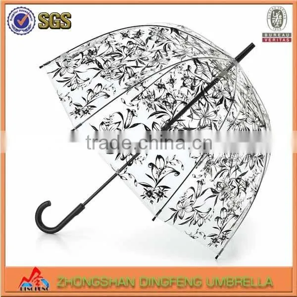 Adult Size Silk Screen Printing Clear POE Transparent Umbrella
