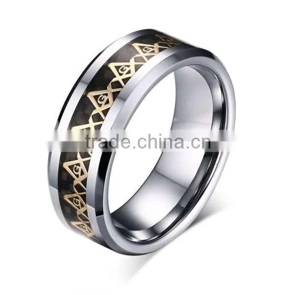 Vintage Logo Engraving Masonic Ring, Generous Masonic Logo Men's Rings photo-2