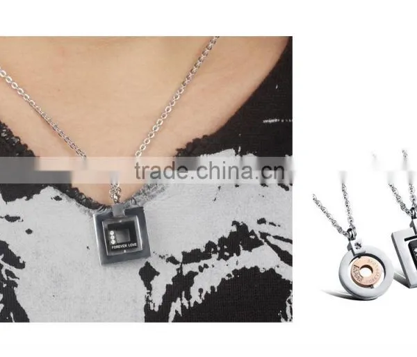 Fashion Jewelry 2016 316L Stainless Steel Square Forever Love Necklace for Men photo-5