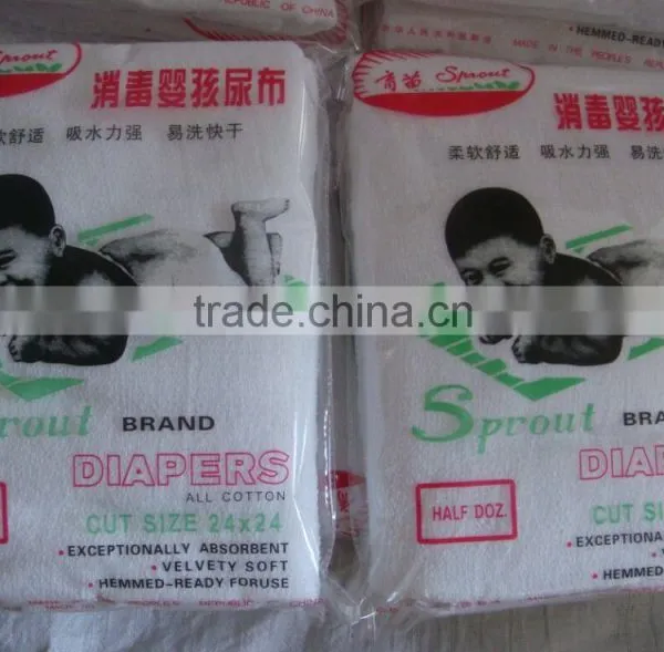 BD1061BT HOLLEE Spout Brand Baby Cloth 100%cotton Sanitary Washable/reuse Pure White Napkin Diaper/unisex photo-4