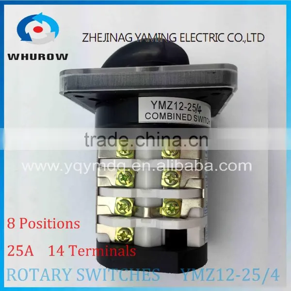 Rotary Switch YMZ12-25/4 Changeover Cam Combination Switch 4 Poles 8 Positions 14 Terminals 25A Ui 690V Sliver Point Contacts photo-4