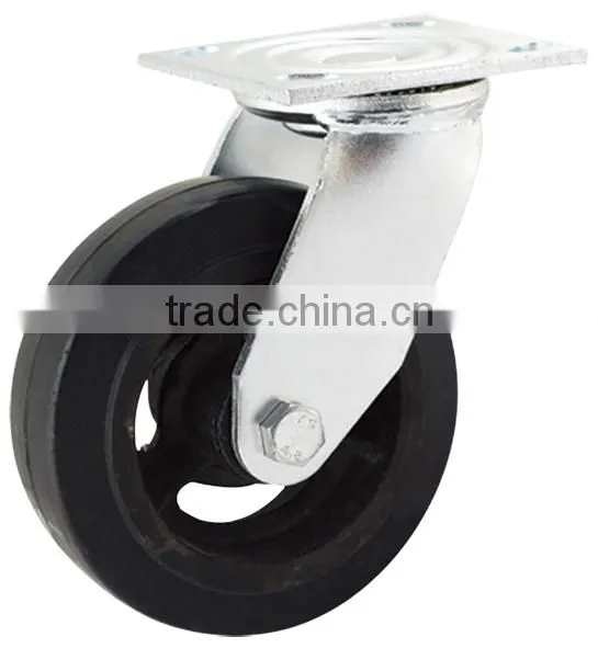 Rubber Heavy Duty Caster Wheels Double Ball Bearing